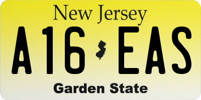NJ license plate A16EAS
