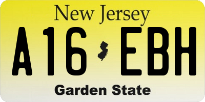 NJ license plate A16EBH