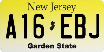 NJ license plate A16EBJ