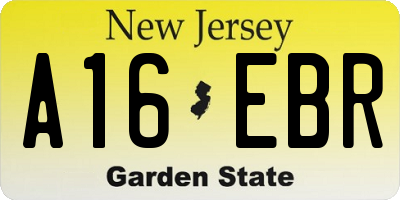 NJ license plate A16EBR