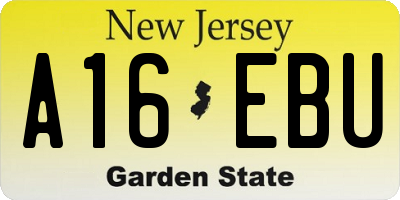NJ license plate A16EBU