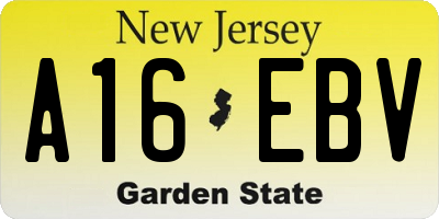 NJ license plate A16EBV