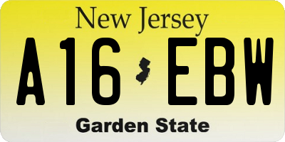NJ license plate A16EBW