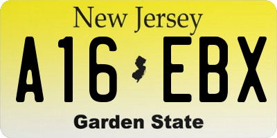 NJ license plate A16EBX