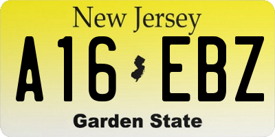 NJ license plate A16EBZ