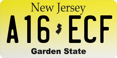 NJ license plate A16ECF
