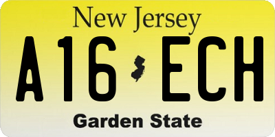 NJ license plate A16ECH