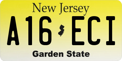 NJ license plate A16ECI