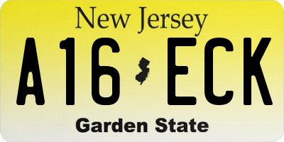NJ license plate A16ECK