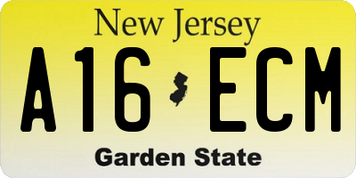 NJ license plate A16ECM