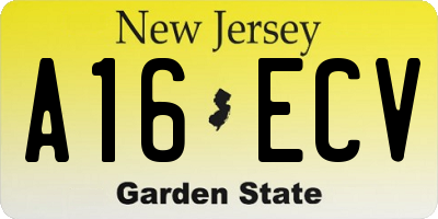 NJ license plate A16ECV