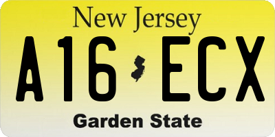 NJ license plate A16ECX