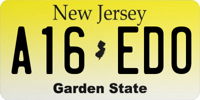NJ license plate A16EDO