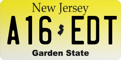 NJ license plate A16EDT