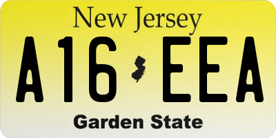NJ license plate A16EEA