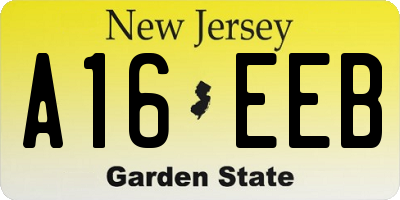 NJ license plate A16EEB