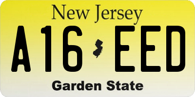 NJ license plate A16EED