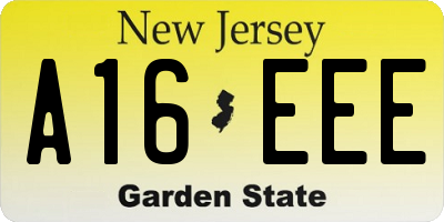 NJ license plate A16EEE