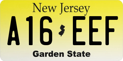 NJ license plate A16EEF