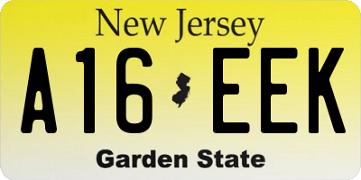 NJ license plate A16EEK