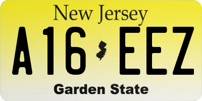 NJ license plate A16EEZ
