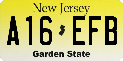 NJ license plate A16EFB