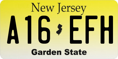 NJ license plate A16EFH