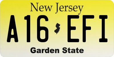 NJ license plate A16EFI