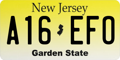 NJ license plate A16EFO