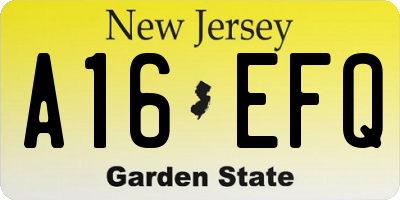 NJ license plate A16EFQ