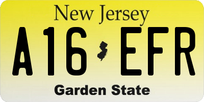NJ license plate A16EFR