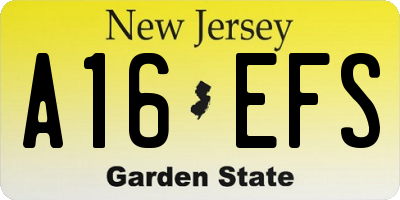 NJ license plate A16EFS