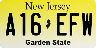 NJ license plate A16EFW