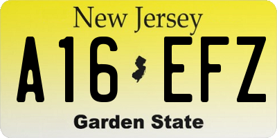NJ license plate A16EFZ
