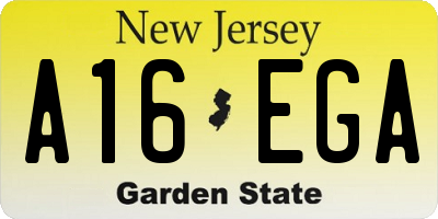 NJ license plate A16EGA