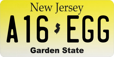 NJ license plate A16EGG