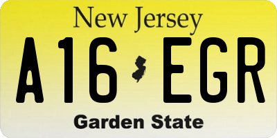 NJ license plate A16EGR
