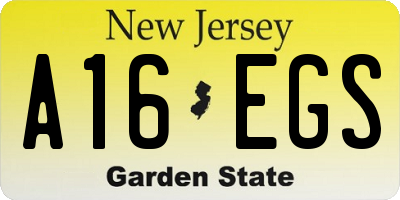 NJ license plate A16EGS