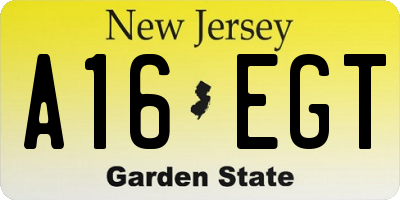 NJ license plate A16EGT