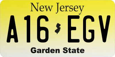 NJ license plate A16EGV