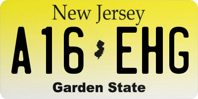 NJ license plate A16EHG