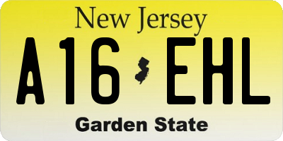 NJ license plate A16EHL