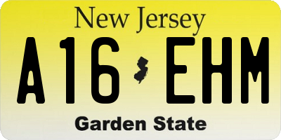 NJ license plate A16EHM