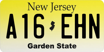 NJ license plate A16EHN
