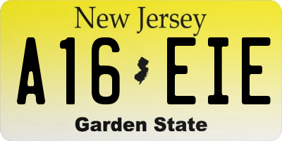 NJ license plate A16EIE