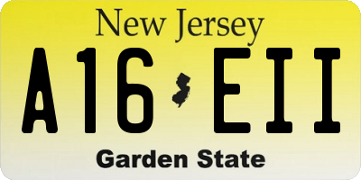 NJ license plate A16EII