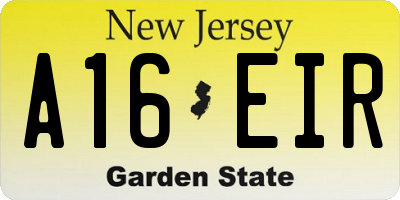 NJ license plate A16EIR