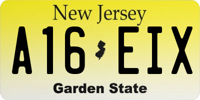 NJ license plate A16EIX