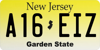 NJ license plate A16EIZ