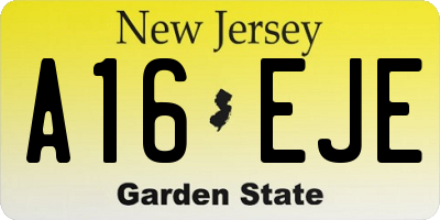 NJ license plate A16EJE